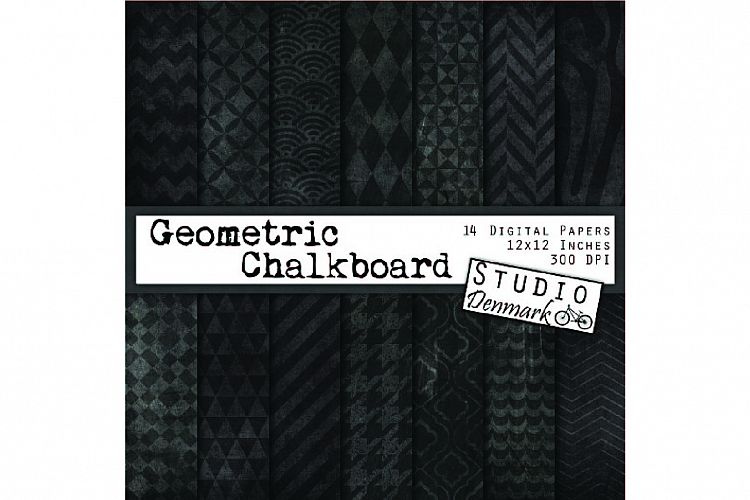 Patterned Chalkboard Digital Paper - Geometric Chalkboard