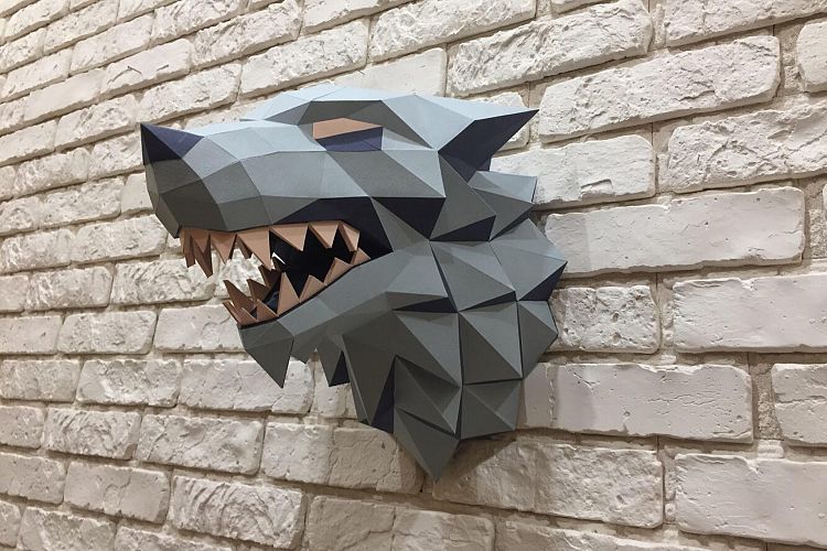 Game of Thrones, Winter is coming, Paper Wolf, Direwolf, Wolf Head, Papercraft Wolf, House Stark, animal head, Home Decoration, Printable