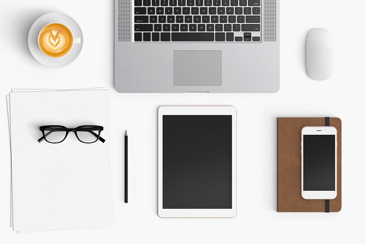  Modern workplace. Top view. Flat lay style. 18