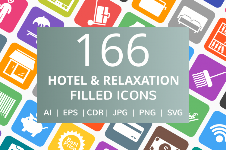166 Hotel   Relaxation Filled Round Corner Icons