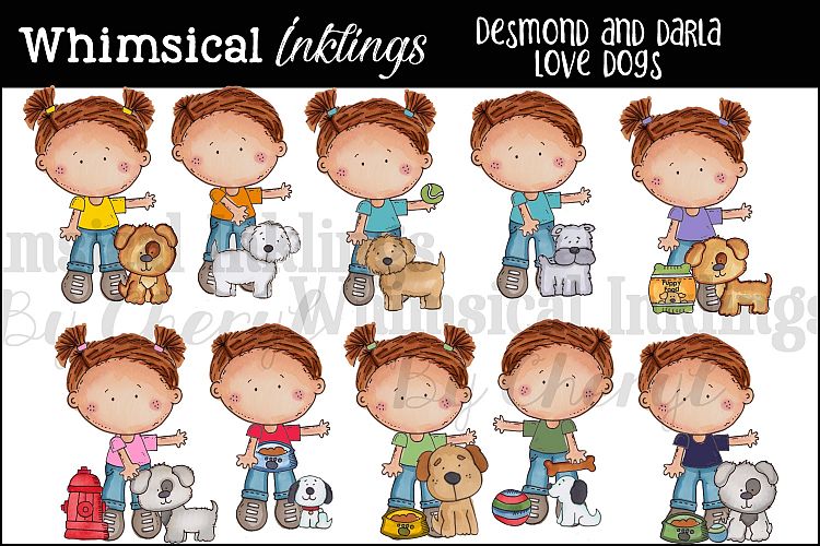 Desmond and Darla Love Dogs Clipart Collection