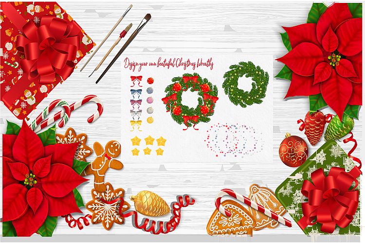 Decorated Vector Christmas Wreaths