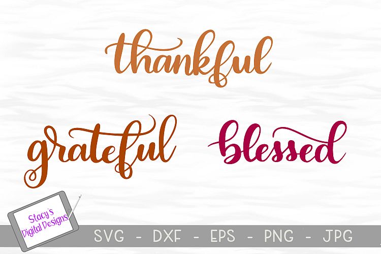 Thankful - Grateful - Blessed SVG bundle / Thanksgiving SVG