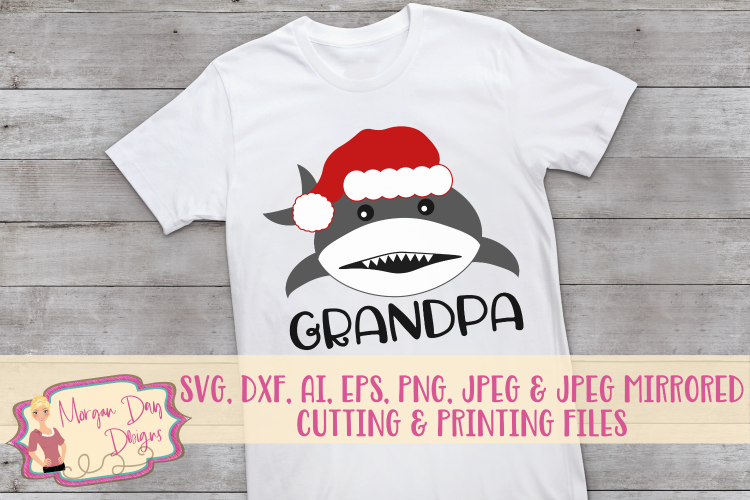 Download Christmas Grandpa Shark SVG, DXF, AI, EPS, PNG, JPEG