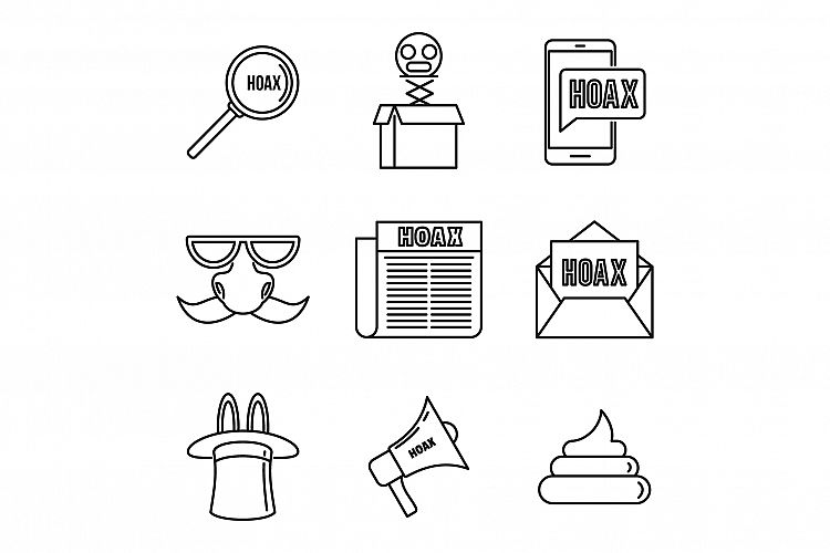 Hoax fake icons set, outline style example image 1