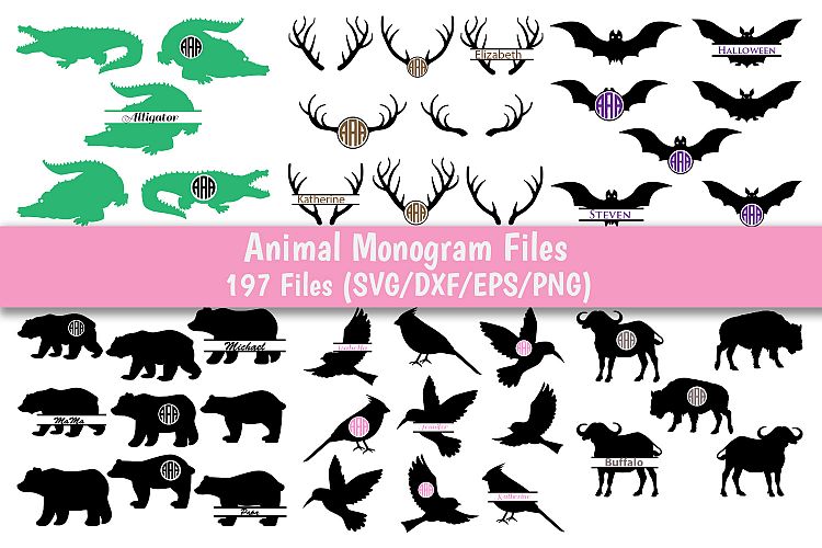 Animals SVG Bundle, Animals Monogram SVG, Animals SVG, Animals Bundle. 