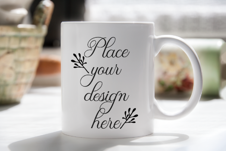 White coffee mug mockup, cup template 11oz mug mock up , rustic PSD smart morning mockup