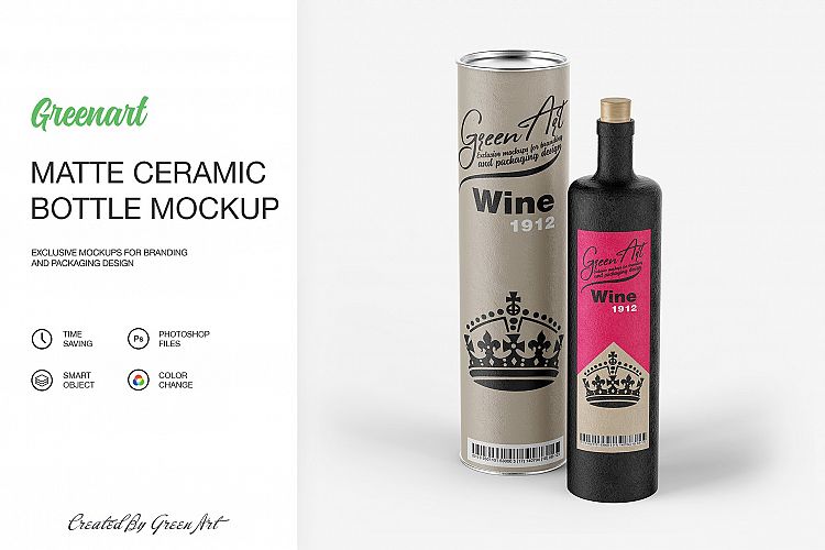 Ceramic Wine Bottle Mockup