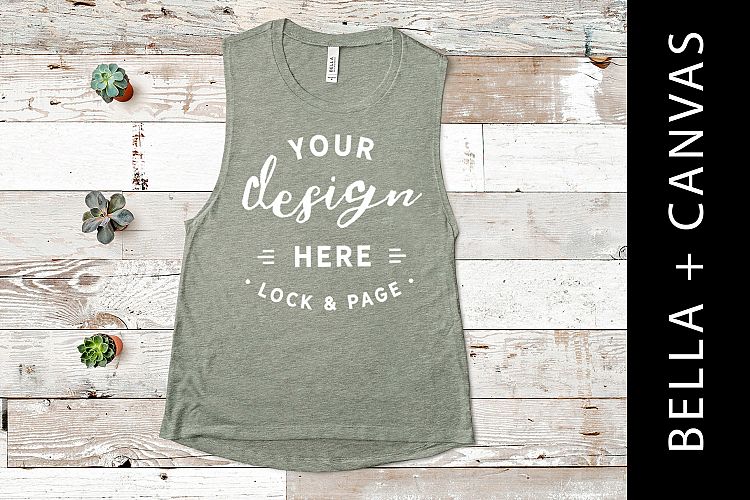 Bella Canvas 8803 Mockup Heather Stone Tank Top Flat Lay