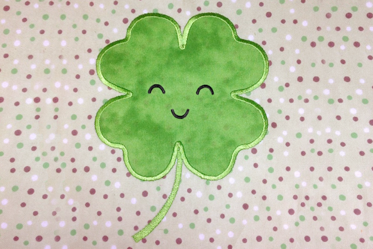 Smiling Clover Applique Embroidery Design