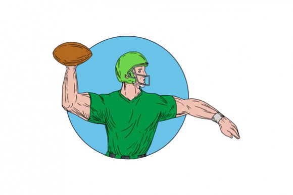 Quarterback QB Throwing Ball Circle Drawing example image 1