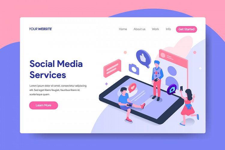 Landing page template of Social Media Services Concept