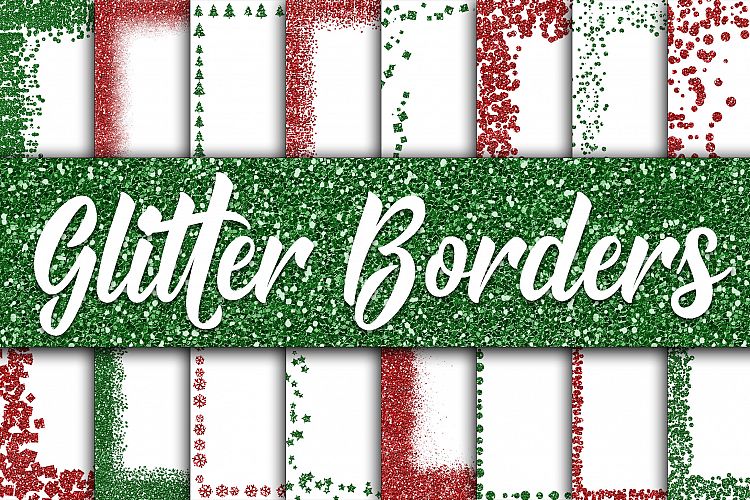 Christmas Glitter Borders Digital Paper