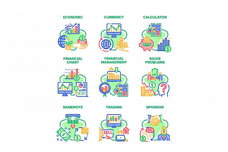 Finance Economic Set Icons Vector Illustrations example image 1