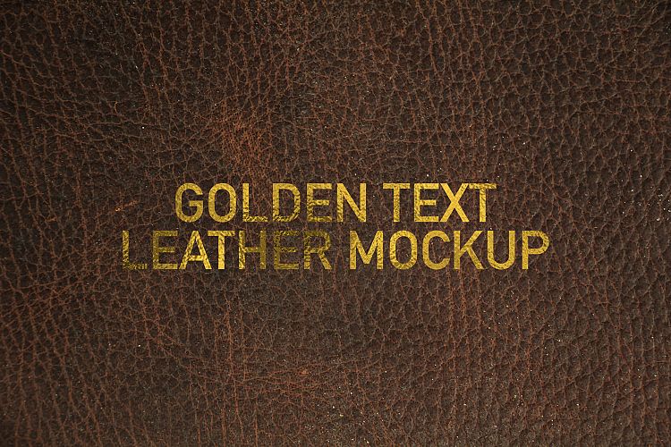 Golden Text Leather Logo Mockup