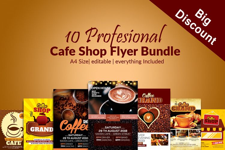 10 Cafe Shop Flyer Bundle