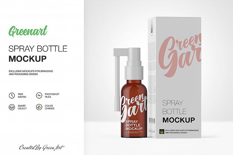Spray Bottle W/ Kraft Box - 2 Mockup