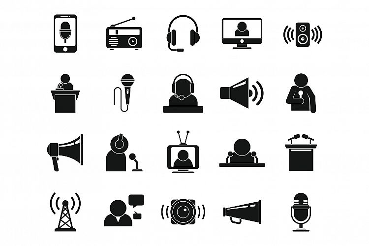 Announcer icons set, simple style example image 1