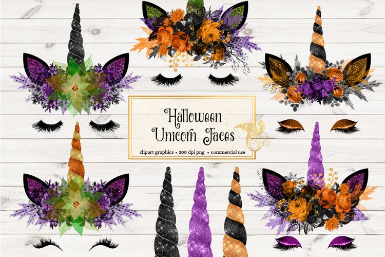 Halloween Unicorn Face Clipart