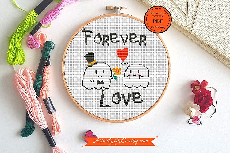 Halloween ghost Cross Stitch pattern PDF Embroidery design