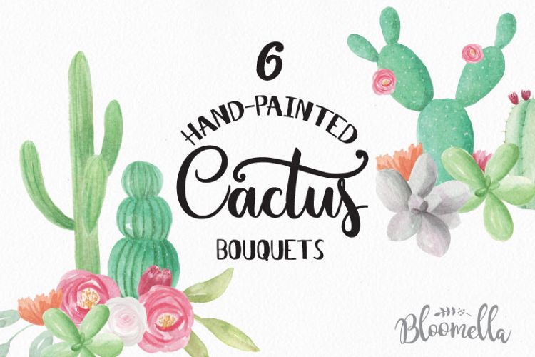 Watercolor Cactus Clipart Bouquets Arrangements Flowers