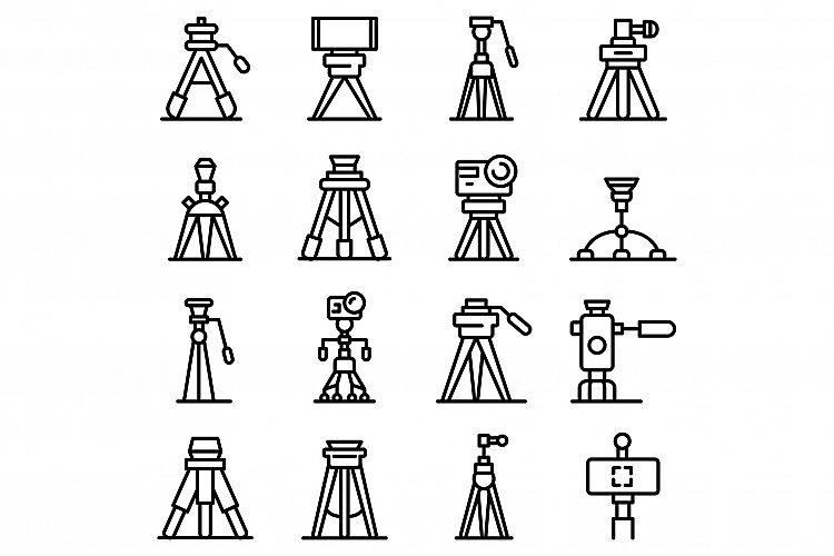 Tripod icons set, outline style example image 1