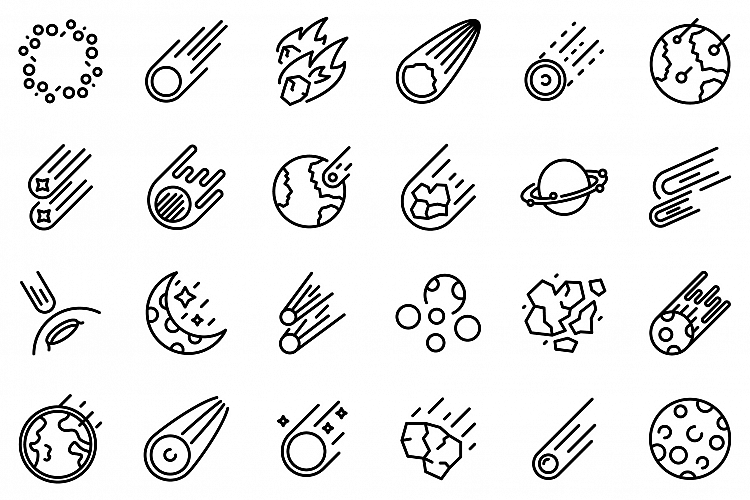 Asteroid icons set, outline style example image 1