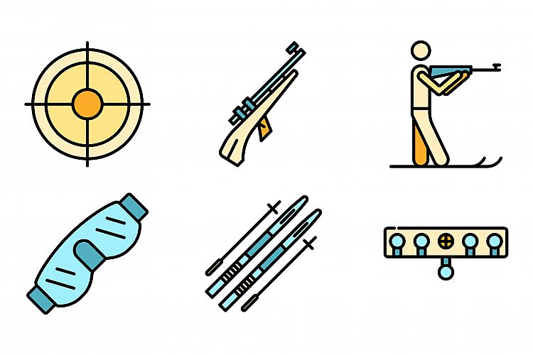 Biathlon icons set vector flat example image 1