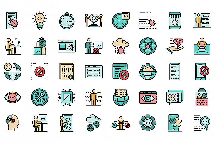 Testing software icons set vector flat