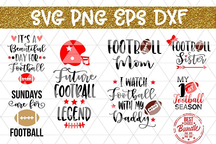 Football Bundle SVG Cut File, Sports SVG, EPS, PNG, DXF