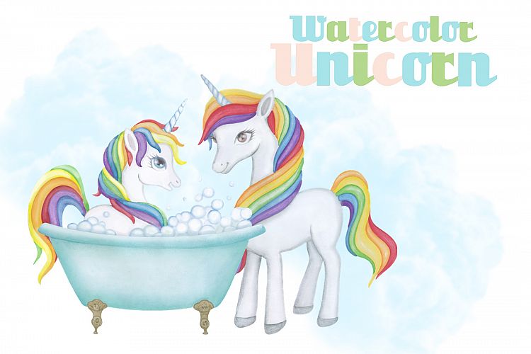Watercolor Unicorn Clipart Images by Whimseez