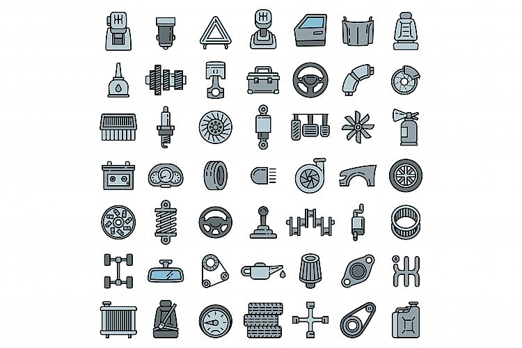 Car parts icons set, outline style example image 1