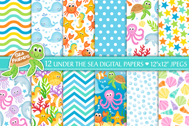 Under the sea digital papers, Under the sea patterns, Ocean