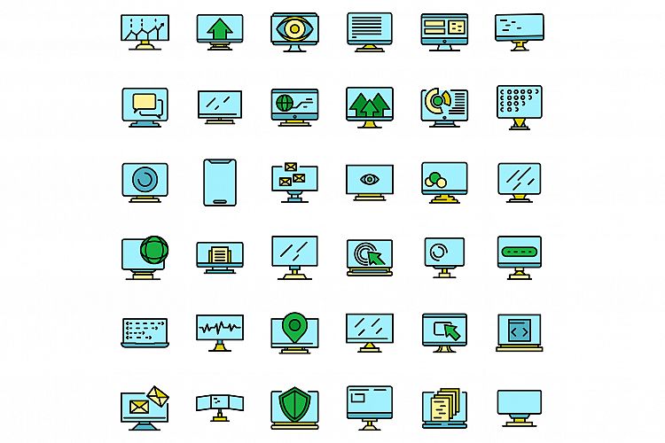 Monitor icons set vector flat example image 1