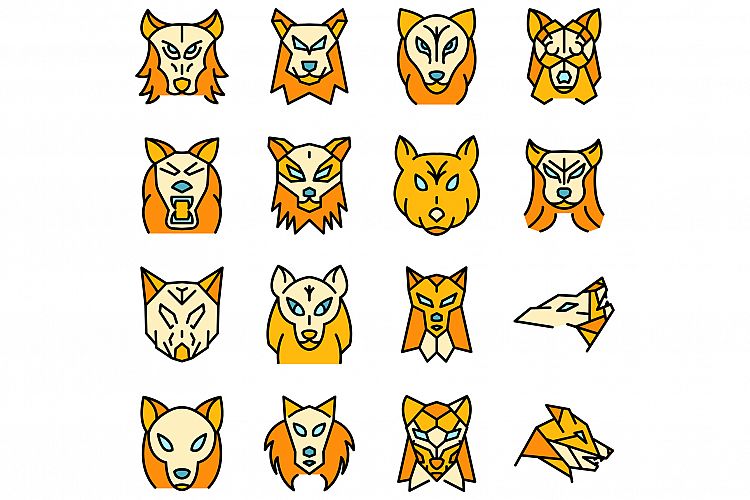 Wolf icons set vector flat example image 1