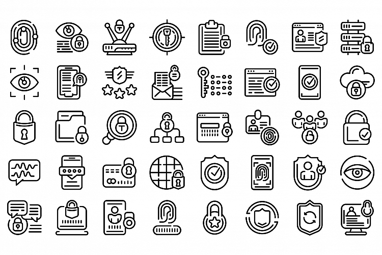 Privacy icons set, outline style example image 1