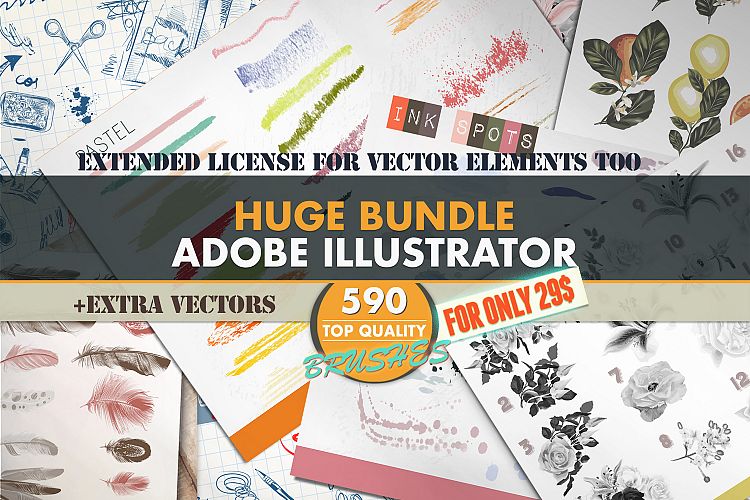   Mega brushes bundle for Adobe Illustrator