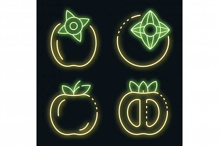 Persimmon icons set vector neon example image 1