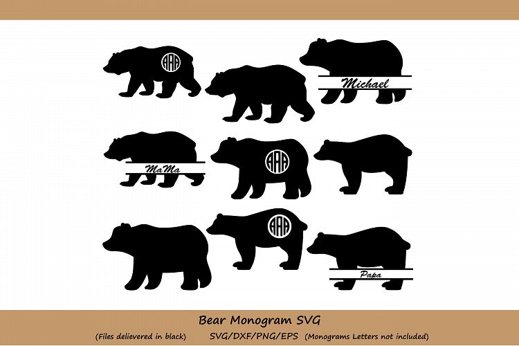 Bear Svg Cut File, bear monogram Svg, SVG Digital Design, Cutting file