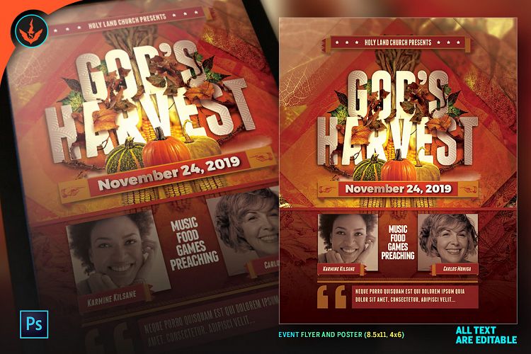 Gods Harvest Fall Flyer Photoshop Template 