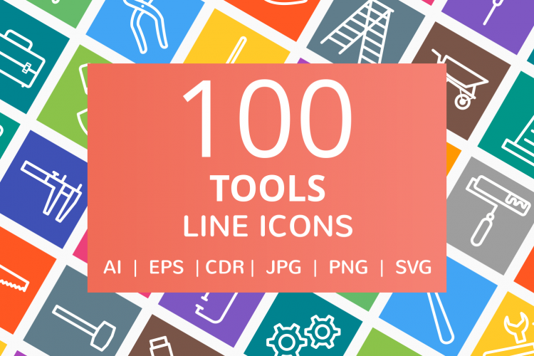 100 Tools Line Multicolor B/G Icons