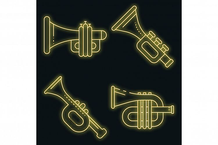 Trumpet icons set vector neon example image 1
