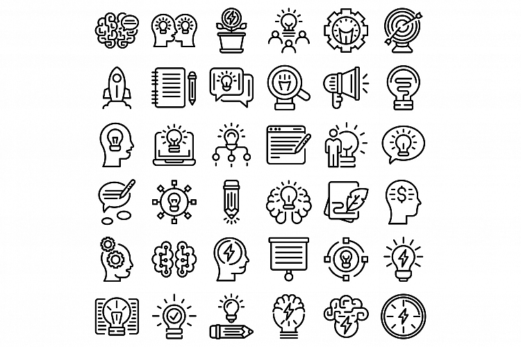 Idea icons set, outline style example image 1
