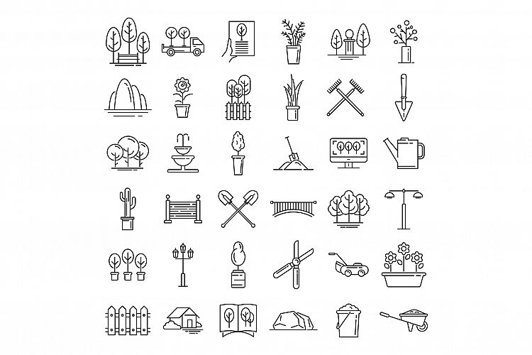 Landscape designer icons set, outline style example image 1