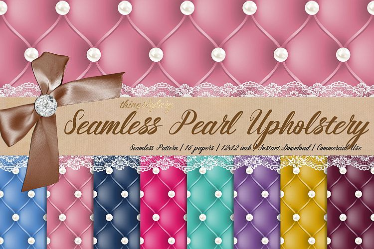 16 Seamless Pearl Upholstery Digital Papers, Quilt Leather