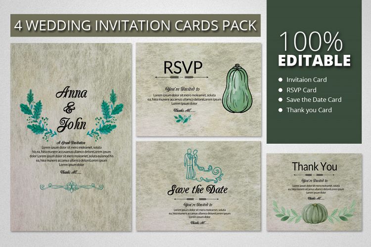 Retro   Rusty Wedding Invitation Pack