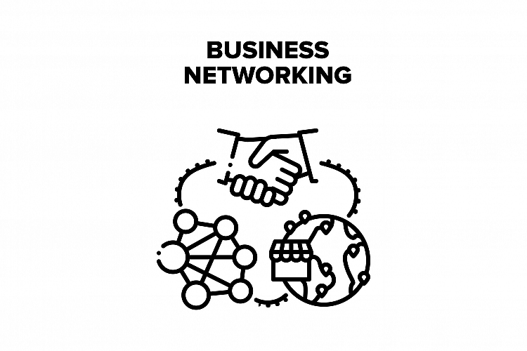 Business Networking Structure Vector Black Illustration