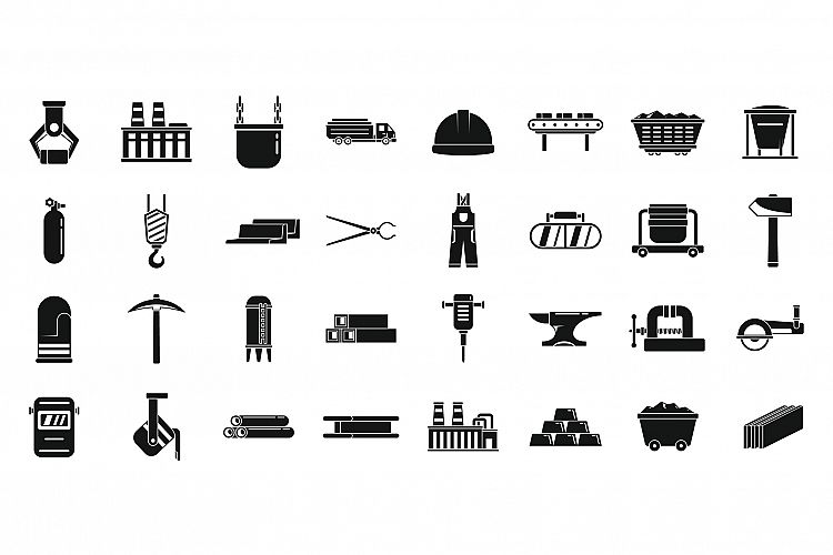 Metallurgy tools icons set, simple style example image 1