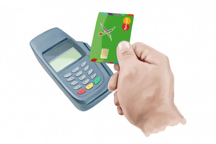 POS terminal hand painting vector