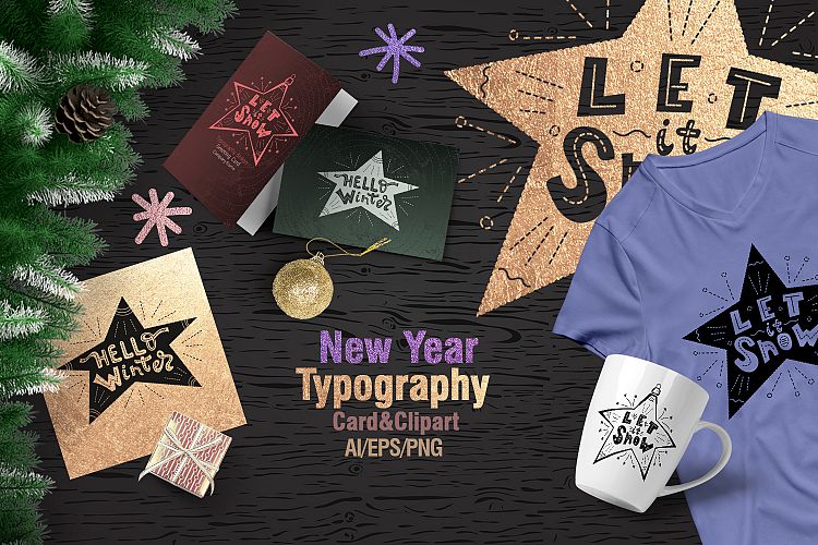 New Year. Typography design. 